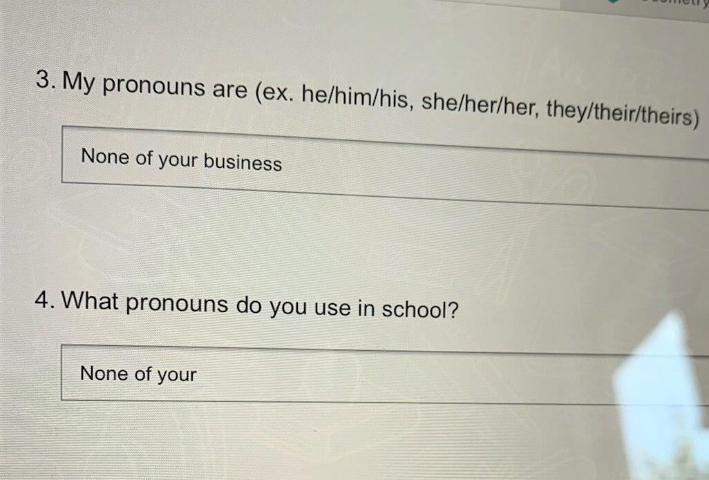 Pronoun questionnaire
